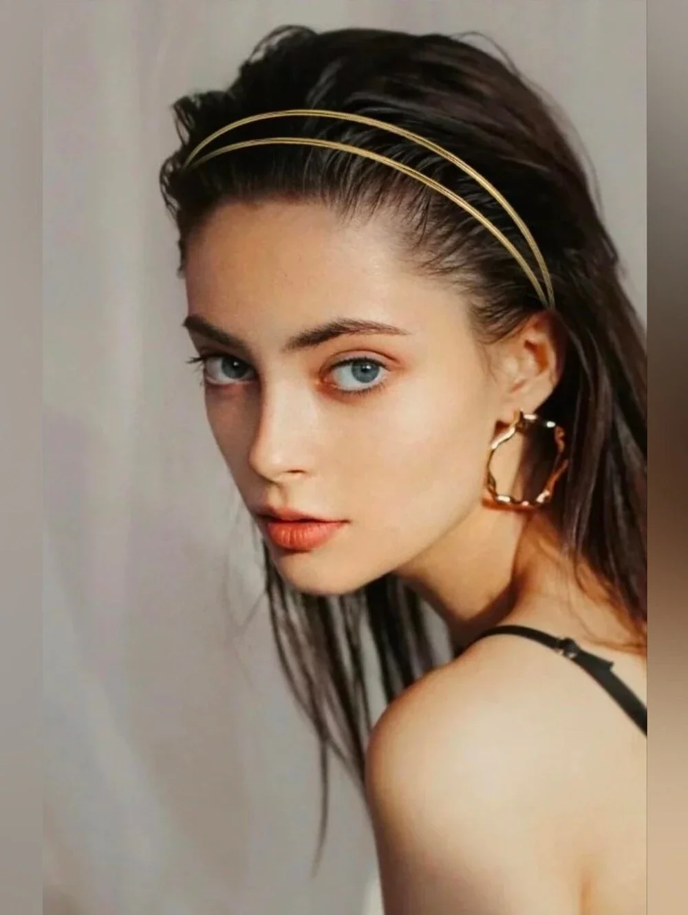 Dainty Thin Metal Gold Double Row  Headband NWT
